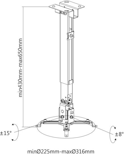 Lechpol Βάση Projector Τοίχου με Μέγιστο Φορτίο 20kg Γκρι