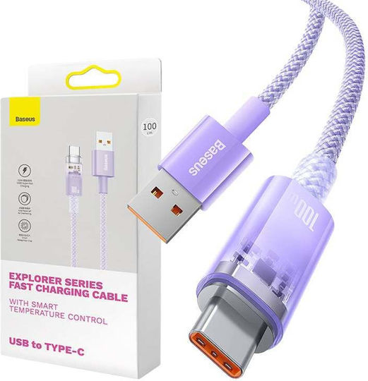 Baseus Explorer Cable Cats010405 Usb A M To Usb C M 1m 100w Purple