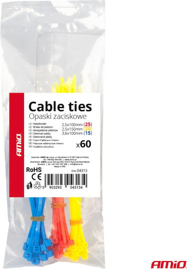 Δεματικα Δετικα Καλωδιων Tie Wrap Ταιραπ 2.5x100mm 2.5x150mm 3.6x100mm Διαφορα Χρωματα Σετ Αμιο 60 Τεμ