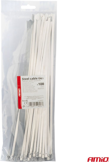 AMiO Plastic Cable Ties 300mmx4.6mm In Gray Colour 100 Pieces 04323