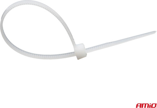 AMiO Cable Ties Plastic 200mmx4.8mm In White Colour 100pcs 04310