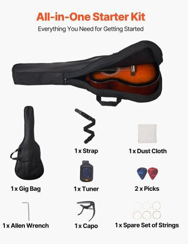 Vevor Acoustic Guitar Sunburst