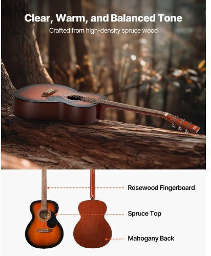Vevor Acoustic Guitar Sunburst