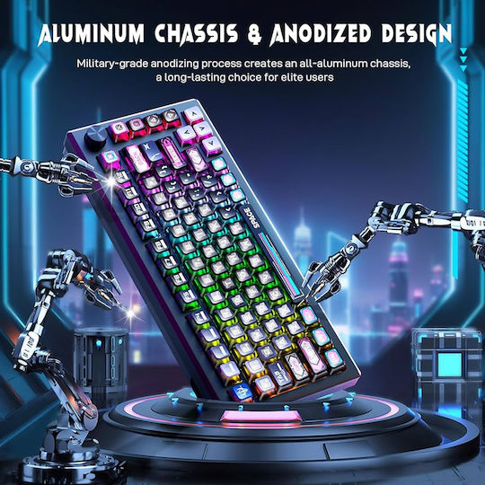 Redragon Uranus Pro 82 Ασύρματο Gaming Μηχανικό Πληκτρολόγιο Tenkeyless με RGB φωτισμό (Αγγλικό US)
