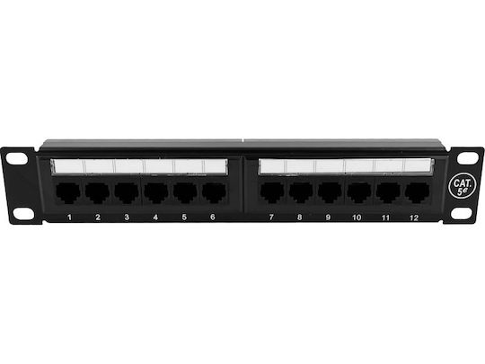 A-LAN Patch Panel für Rack 1U 10" 12 Ports Schwarz