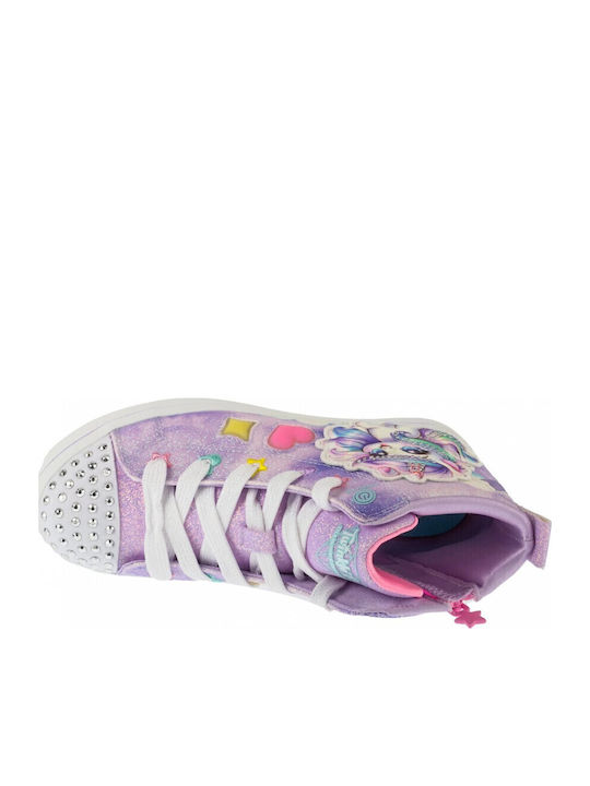 Kinder Sneakers Hoch mit Klettverschluss & Lichtern Rosa