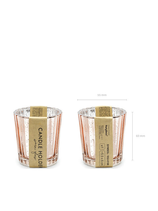 PartyDeco Candle Holder Glass in Pink Color 6x6x5.5cm 1pcs