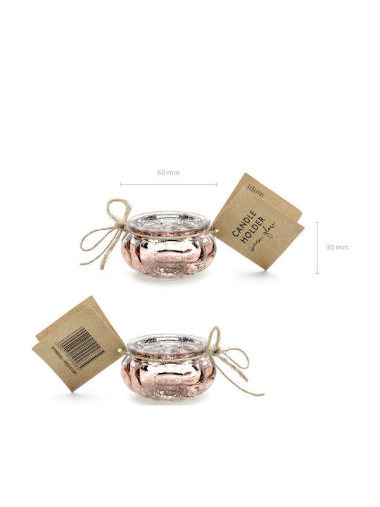 PartyDeco Candle Holder Glass in Transparent Color 6x6x3cm 1pcs