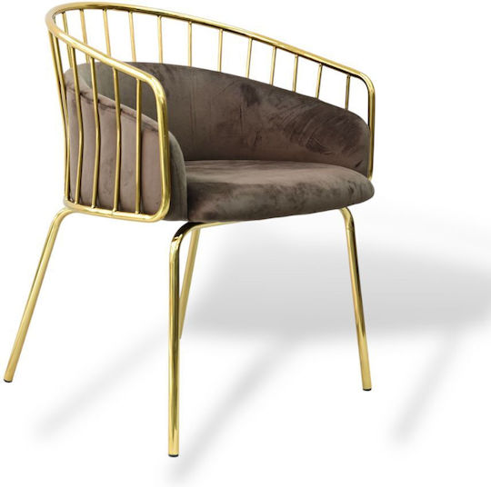Chair Dining Room 83x62x50cm Gold, Velvet, Brown