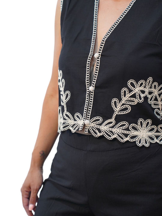 Femei Black Set cu Pantaloni