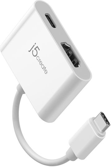 J5create Converter USB-C male to DisplayPort / HDMI female White 1pcs JCA152-N