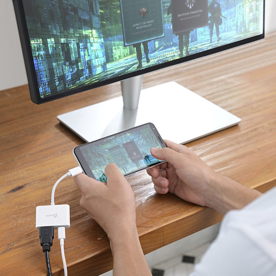 J5create Converter USB-C male to DisplayPort / HDMI female White 1pcs JCA152-N