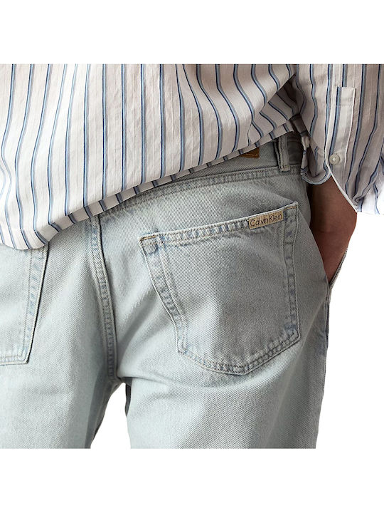 Men's Cropped Jeans Trousers with Loose Tapered Fit Blue