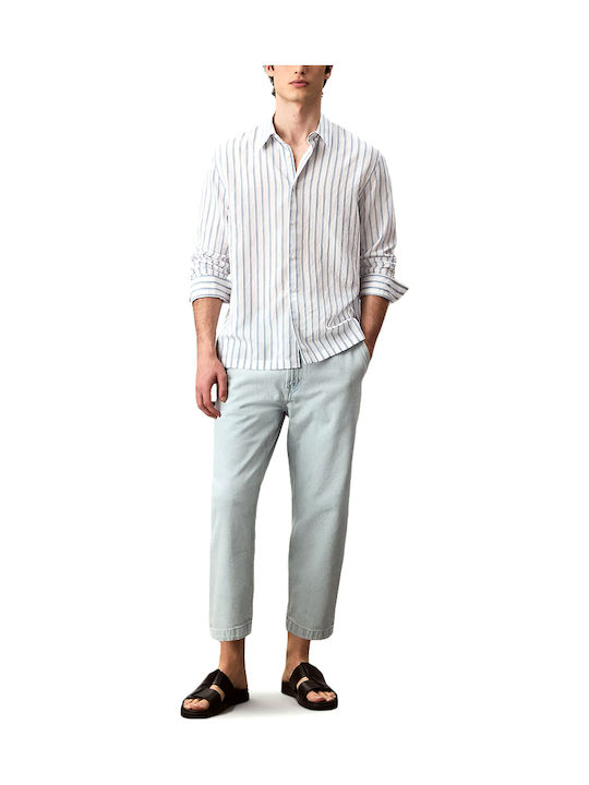 Men's Cropped Jeans Trousers with Loose Tapered Fit Blue