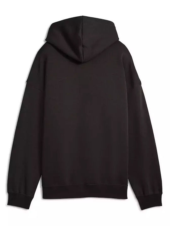 Logo Long Women's Sweatshirt Jacket Hooded Black