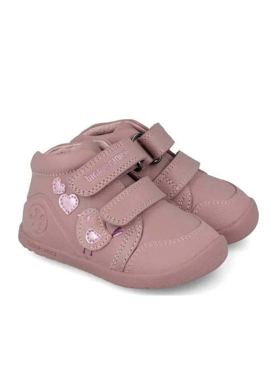 Kiss Anatomisch Lederne Kinderstiefeletten mit Reißverschluss Rosa