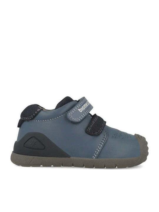 Anatomical Leather Kids Boots with Zipper Blue