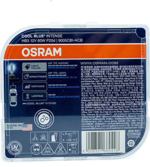 Osram Car Lamps HB3 Halogen 4200K Natural White 12V 60W 2pcs