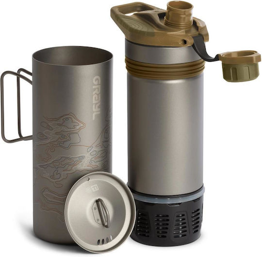 Geopress Ti Purifier Filter Purifier 24oz Thermos Bottle Plastic BPA Free 710ml Coyote Brown