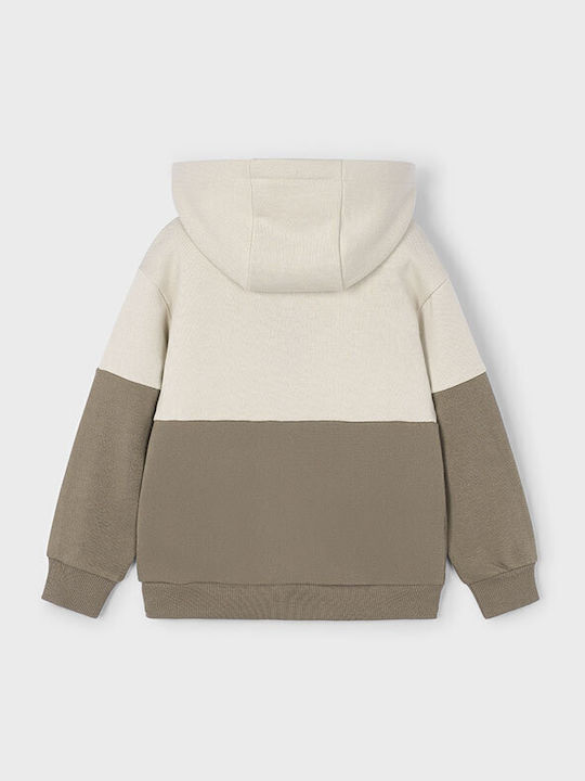 Kinderstrickjacke Baumwolle mit Kapuze Kaffee