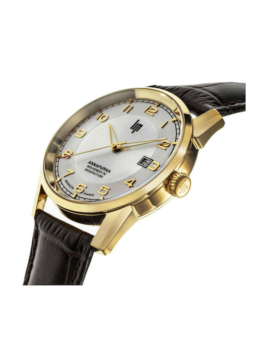 Lip Watches Men's Watch Automatic with Brown Leather Strap