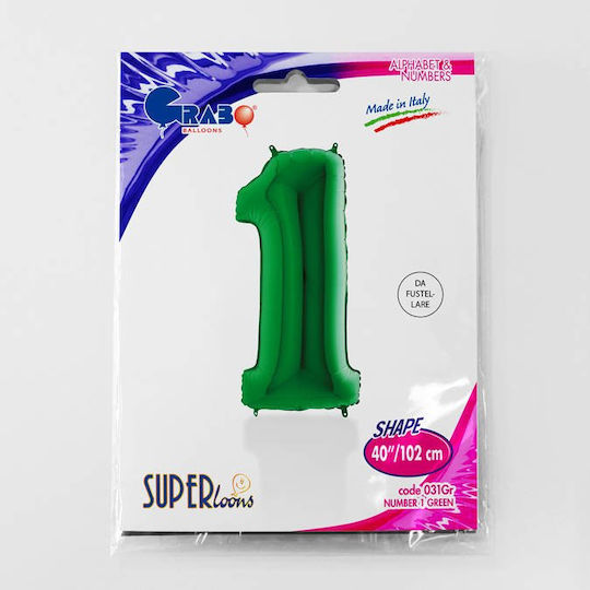 Balloon Foil Jumbo Number 1 Green 100cm