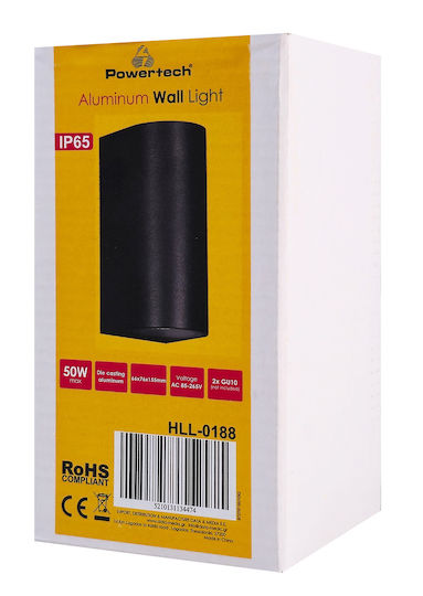 Powertech Wall-Mounted Outdoor Light GU10 IP65 6.6x7.6x15.5εκ.