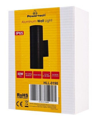 Powertech Wall-Mounted Outdoor Light GU10 IP65 6.5x6.5x16εκ.