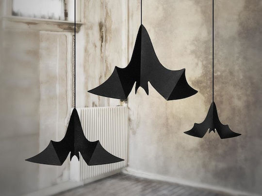 PartyDeco Bats Κρεμαστό Διακοσμητικό για Party Halloween σε Μαύρο χρώμα 3τμχ
