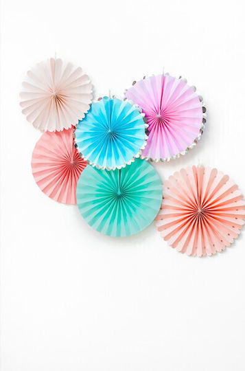 PartyDeco Set Papierfächer Hängendes Ornament für Party 3 Stück