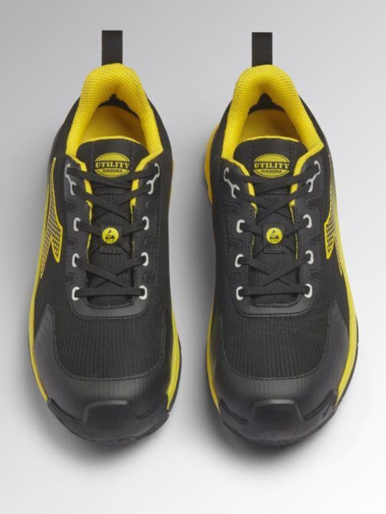 Utility Diadora Waterproof Safety Shoe Black Yellow Vortex Da2 Low S3S SC SR HRO ESD EN ISO 20345:2022 182042
