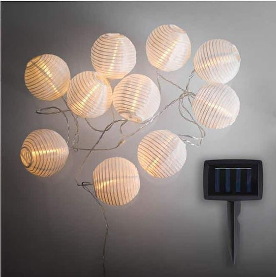 Set of 10 Hanging Solar Lights Garland with Warm White Light