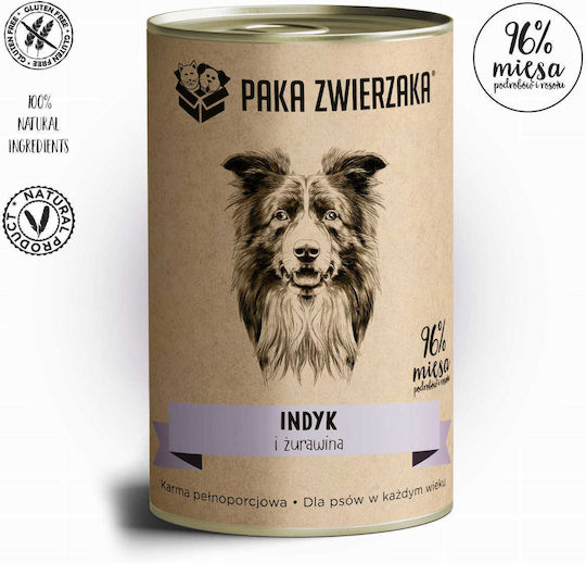 Paka Zwierzaka Wet Food for Puppies in Cans with Turkey, Meat and Salmon 400gr