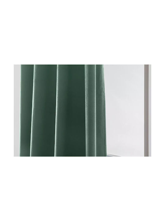 Cotton Market Κουρτίνα Συσκότισης με Τρουκς Πράσινη 140x250εκ.