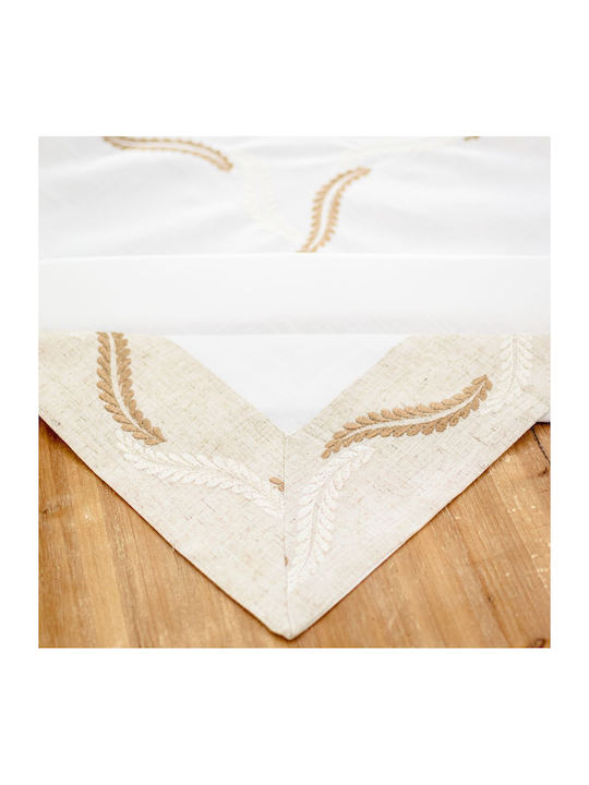 My Home Luxury Tablecloth Linen with Embroidery Linen 150x150cm