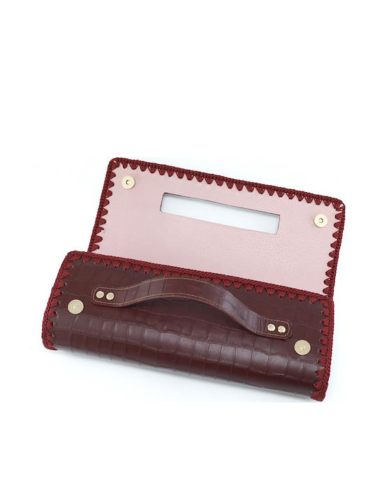 Leather Women's Handbag Crocodile Burgundy Barrel CR13