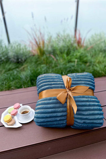 Cotton Market Κουβέρτα Fleece Μονή 170x210εκ. Blue