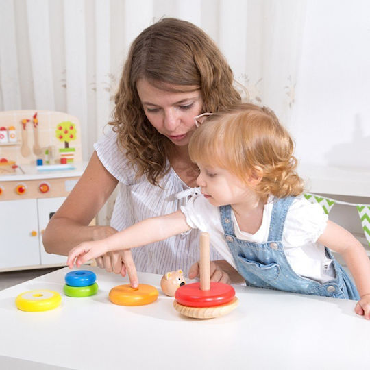 Tooky Toys Παιχνίδι Στοίβαξης Αρκουδάκι Πυραμίδα από Ξύλο για 12+ Μηνών