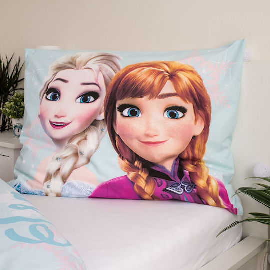 Disney Frozen Комплект Детски Плик за Завивка Единичен с Калъфка Памучен светлосиньо 140x200бр