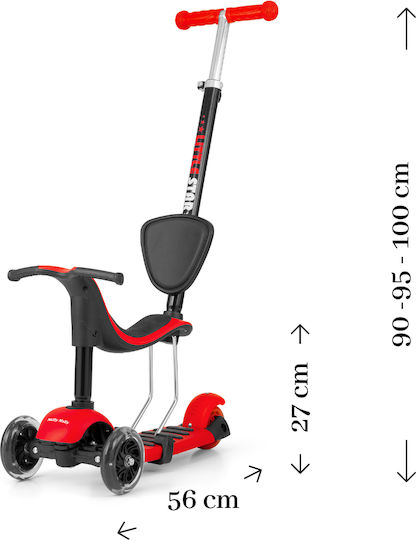 Milly Mally Kids Scooter Little Star 3-Wheel with Seat for 2+ Years Red
