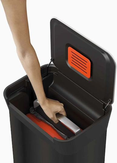 Joseph Joseph Les Collectors Mülleimer aus Inox mit Pedal Schwarz 30lt