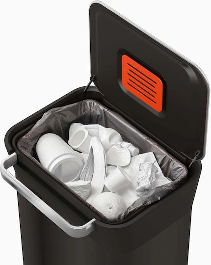 Joseph Joseph Les Collectors Mülleimer aus Inox mit Pedal Schwarz 30lt
