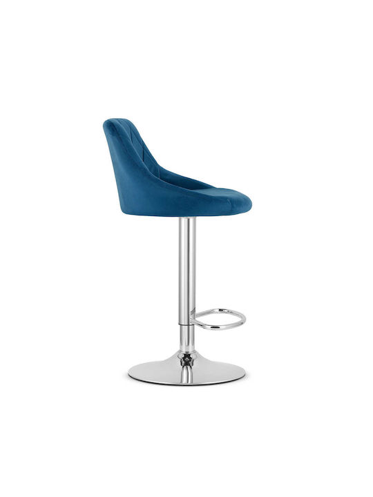 Stool Bar Kast with Back & Adjustable Height Navy Velvet 35x34x47cm