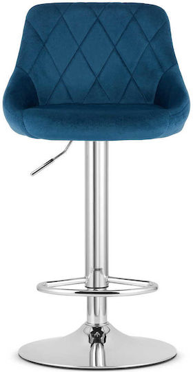 Stool Bar Kast with Back & Adjustable Height Navy Velvet 35x34x47cm