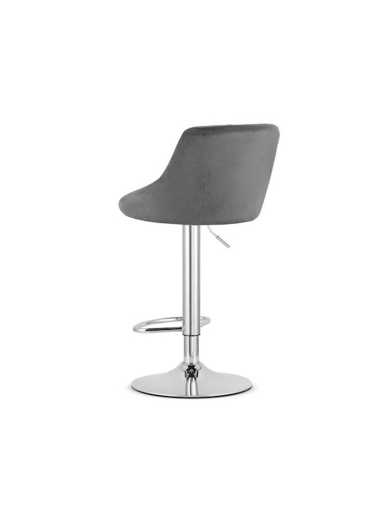Stool Bar Kast with Back & Adjustable Height Gray Velvet 35x34x47cm