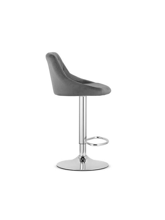 Stool Bar Kast with Back & Adjustable Height Gray Velvet 35x34x47cm