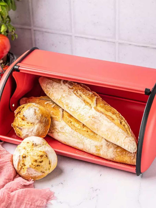 KING Hoff Bread Box with Lid Inox Red 44x27cm