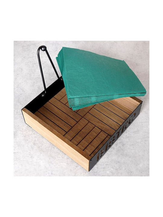 Zaros Wooden Napkin Holder Beige 18x18x5cm KZ291