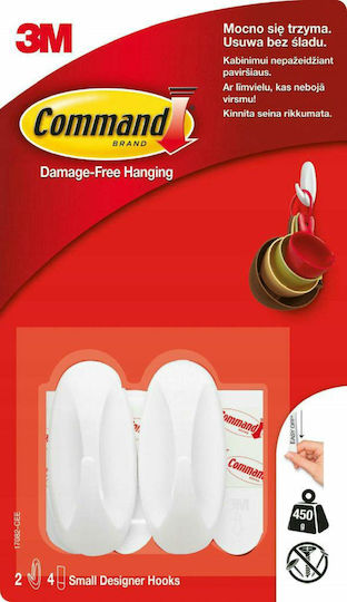 3M Command 17082 Cremăstrașuri cu autocolant Plastice Albe 2buc