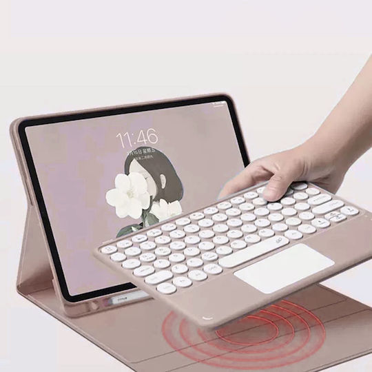Husă Cu Tastatură Bluetooth Touchpad Samsung Galaxy Tab A9 8.7 Cfx110 Roz